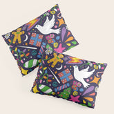 60s 70s psychedelic Modern Christmas Confetti Pattern Pillow Sham
