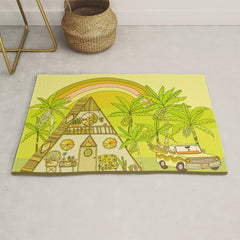 a frame simple living // banana pancakes // retro surf art by surfy birdy Rug