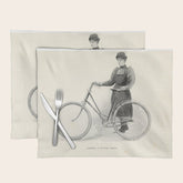 "Leading a Bicycle About" from "Bicycling for Ladies" by Maria E. Ward, 1896 Placemat