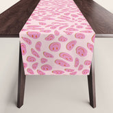 70s retro pink smiles pattern Table Runner
