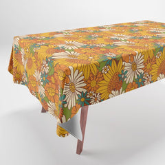 70s Retro Floral Tablecloth