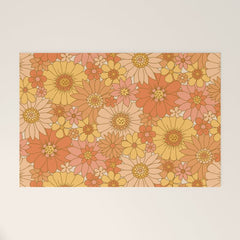 70s Retro Daisy Floral Welcome Mat