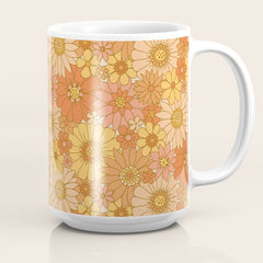 70s Retro Daisy Floral Coffee Mug