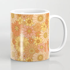 70s Retro Daisy Floral Coffee Mug