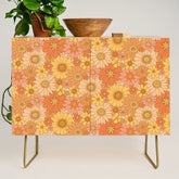 70s Retro Daisy Floral Credenza