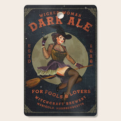 "Wicked Woman Dark Ale" Vintage Pinup Witch Halloween Art Cutting Board