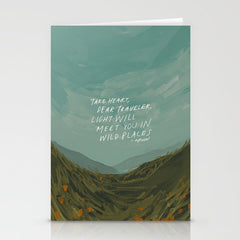"Take Heart, Dear Traveller, Light Will Meet You In Wild Places." | Landscape Design Stationery Card