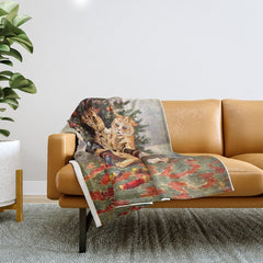 Christmas Time In Catland' Louis Wain Vintage Cat Throw Blanket