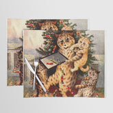 Christmas Time In Catland' Louis Wain Vintage Cat Placemat