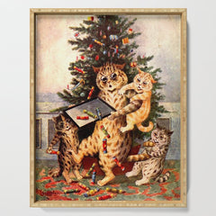Christmas Time In Catland' Louis Wain Vintage Cat Serving Tray
