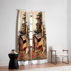 Christmas Time In Catland' Louis Wain Vintage Cat Window Curtain