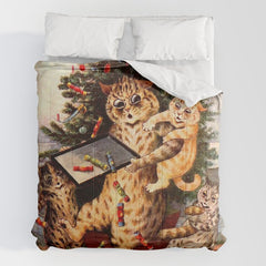 Christmas Time In Catland' Louis Wain Vintage Cat Comforter