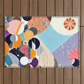 A Fantastic Journey, Graphic Collage Eclectic, Cutout Pop Art Contemporary, Snow Mountain Winter Textures Patterns, Geometric Digital Outdoor Rug