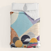 A Fantastic Journey, Graphic Collage Eclectic, Cutout Pop Art Contemporary, Snow Mountain Winter Textures Patterns, Geometric Digital Comforter
