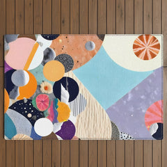A Fantastic Journey, Graphic Collage Eclectic, Cutout Pop Art Contemporary, Snow Mountain Winter Textures Patterns, Geometric Digital Outdoor Rug