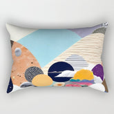 A Fantastic Journey, Graphic Collage Eclectic, Cutout Pop Art Contemporary, Snow Mountain Winter Textures Patterns, Geometric Digital Rectangular Pillow
