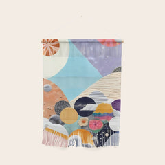 A Fantastic Journey, Graphic Collage Eclectic, Cutout Pop Art Contemporary, Snow Mountain Winter Textures Patterns, Geometric Digital Wall Hanging