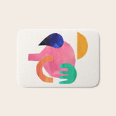Desert Treasures' Minimalist Mid Century Paper Collage Colorful Shapes Retro Style Neon Colors by Ejaaz haniff Bath Mat