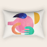 Desert Treasures' Minimalist Mid Century Paper Collage Colorful Shapes Retro Style Neon Colors by Ejaaz haniff Rectangular Pillow
