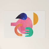 Desert Treasures' Minimalist Mid Century Paper Collage Colorful Shapes Retro Style Neon Colors by Ejaaz haniff Welcome Mat