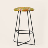 1960s, 1970s Retro Floral in Green, Pink & Orange - Flower Power Stool