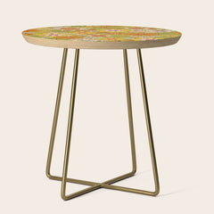 1960s, 1970s Retro Floral in Green, Pink & Orange - Flower Power Side Table