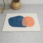 Twins' Minimalist Modern Mid Century Colorful Navy Blue Tan Shapes by Ejaaz Haniff Rug