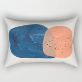 Twins' Minimalist Modern Mid Century Colorful Navy Blue Tan Shapes by Ejaaz Haniff Rectangular Pillow