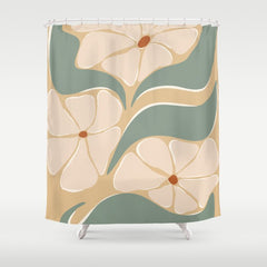 70s big flower botanical land 2 Shower Curtain