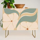 70s big flower botanical land 2 Credenza