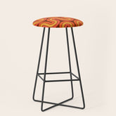 70s Retro Vintage Style Geometric Pattern Autumn Brown Orange and Yellow Stool