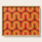 70s Retro Vintage Style Geometric Pattern Autumn Brown Orange and Yellow Serving Tray