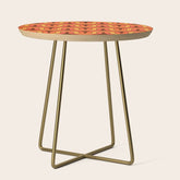 70s Retro Vintage Style Geometric Pattern Autumn Brown Orange and Yellow Side Table