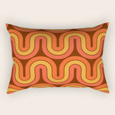 70s Retro Vintage Style Geometric Pattern Autumn Brown Orange and Yellow Rectangular Pillow