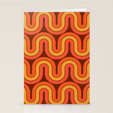 70s Retro Vintage Style Geometric Pattern Autumn Brown Orange and Yellow Stationery Card