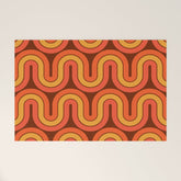 70s Retro Vintage Style Geometric Pattern Autumn Brown Orange and Yellow Welcome Mat