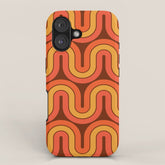 70s Retro Vintage Style Geometric Pattern Autumn Brown Orange and Yellow iPhone Case