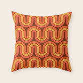 70s Retro Vintage Style Geometric Pattern Autumn Brown Orange and Yellow Throw Pillow