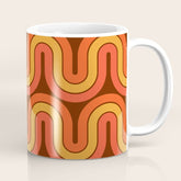 70s Retro Vintage Style Geometric Pattern Autumn Brown Orange and Yellow Coffee Mug