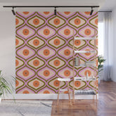 70s Disco Daisy Flower Pattern Wall Mural