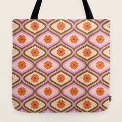 70s Disco Daisy Flower Pattern Tote Bag