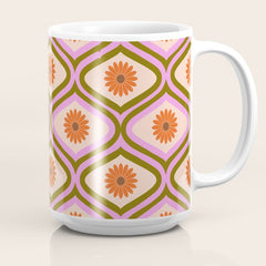 70s Disco Daisy Flower Pattern Coffee Mug
