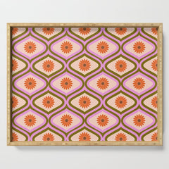 70s Disco Daisy Flower Pattern Serving Tray