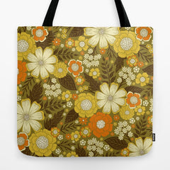 1970s Retro/Vintage Floral Pattern Tote Bag