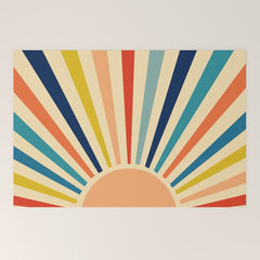 60s retro sun Welcome Mat