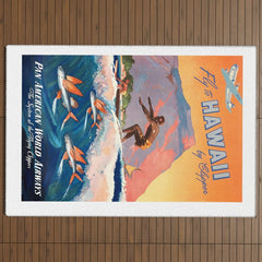 1947 Fly To Hawaii By Clipper Pan American Travel Poster Outdoor Rug