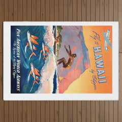 1947 Fly To Hawaii By Clipper Pan American Travel Poster Outdoor Rug