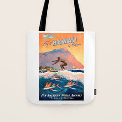 1947 Fly To Hawaii By Clipper Pan American Travel Poster Tote Bag