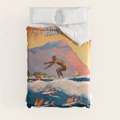 1947 Fly To Hawaii By Clipper Pan American Travel Poster Duvet Cover