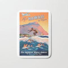 1947 Fly To Hawaii By Clipper Pan American Travel Poster Bath Mat